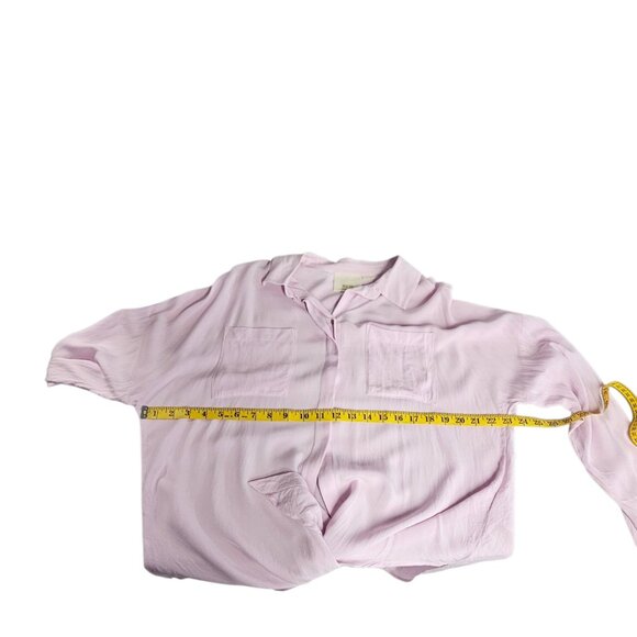 Anthropologie Maeve Button Front Tie Bottom Roll Sleeve Tunic, Purple, Size M - Picture 8 of 8